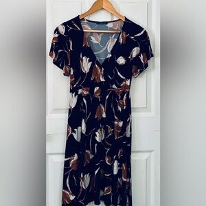 West Kei Floral Mini Dress - Black and Brown